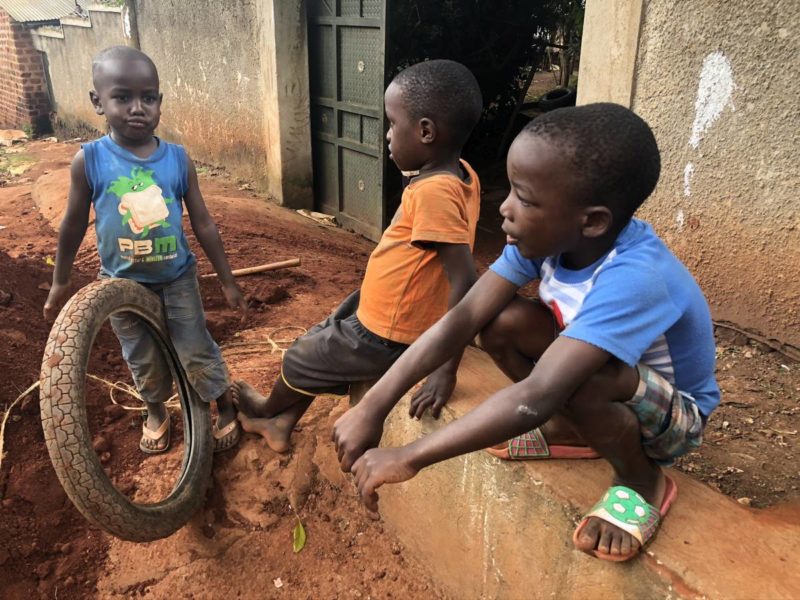 Children with hoops in Kazo Kawempe